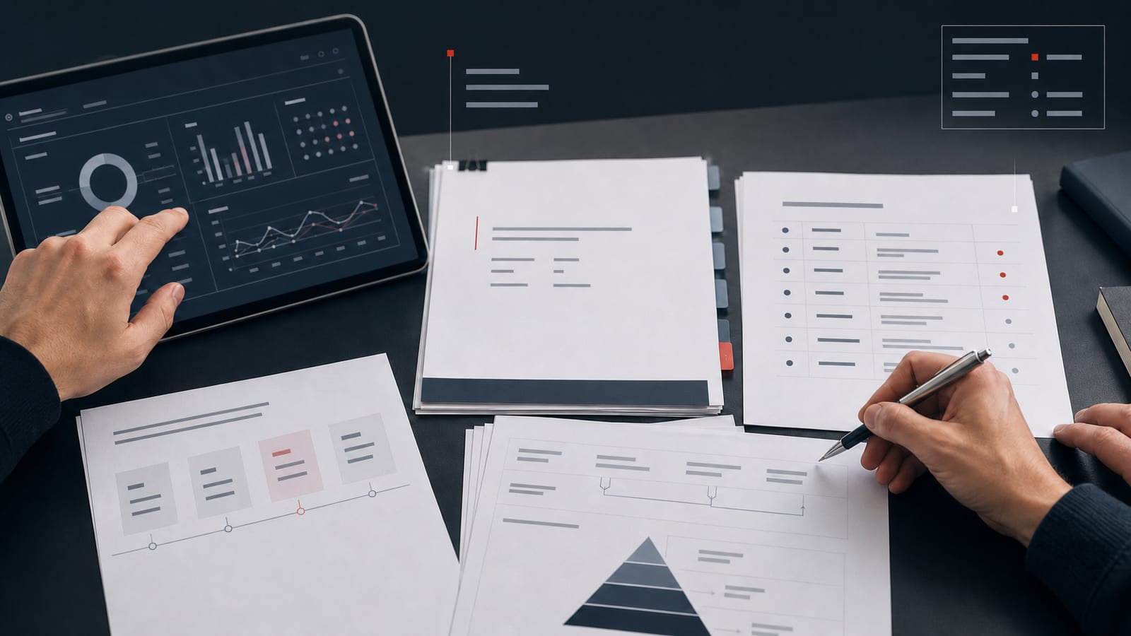 Programme records, risk indicators and milestones reviewed across controlled documents and a dashboard