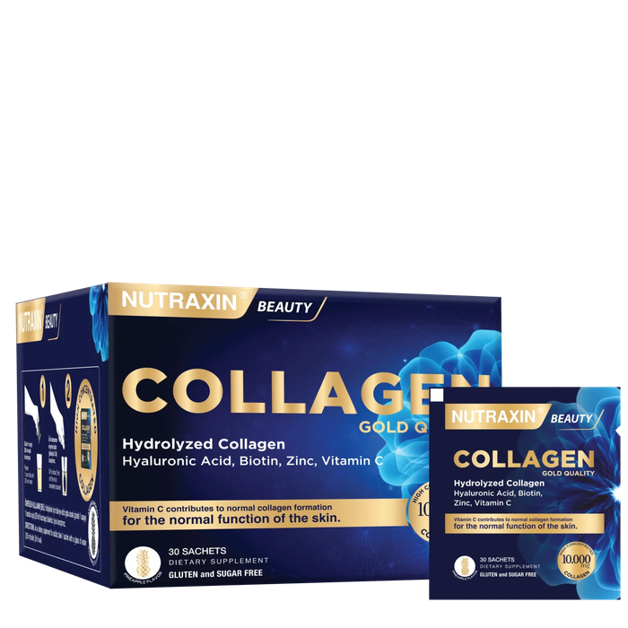 Nutraxin Gold Quality Collagen 30-sachet box and sachet