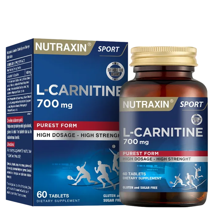 Nutraxin L-Carnitine 700 mg box and 60-tablet bottle