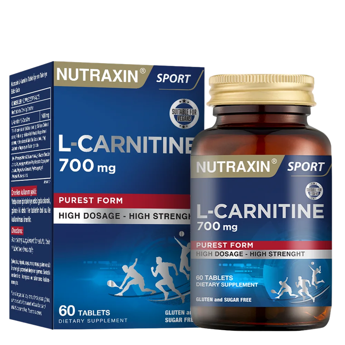 Nutraxin L-Carnitine 700 mg box and 60-tablet bottle
