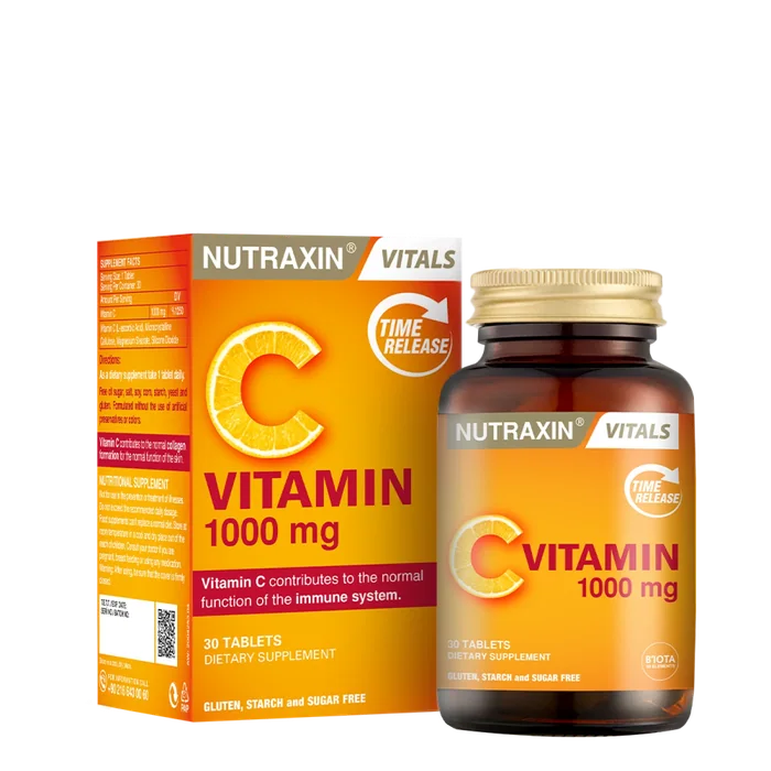 Nutraxin Vitamin C 1000 mg box and 30-tablet bottle